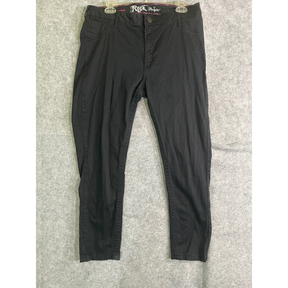 Rock 47 by Wrangler Womens Low Rise Black Pants WJS49BK 34x33 Stretch‎ Cotton